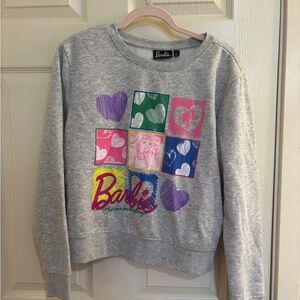 Barbie Light Gray Sweatshirt with Blue and Green Graphic